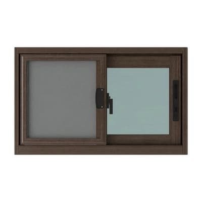 FRAMEX Aluminium Sliding Window (2 Panels insect screen included SS), 80 x 50 cm, Wood Color