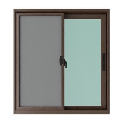 FRAMEX Aluminium Sliding Window (2 Panels insect screen included SS), 100 x 110 cm, Wood Color
