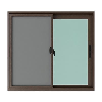FRAMEX Aluminium Sliding Window (2 Panels insect screen included SS), 120 x 110 cm, Wood Color