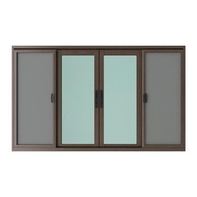 FRAMEX Aluminium Sliding Window (4 Panels insect screen included FSSF), 180 x 110 cm, Wood Color