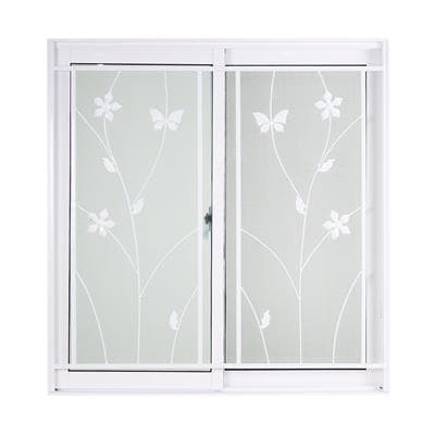 FRAMEX Aluminium Sliding Window Grilles With Butterfly Wave Decoration (2 PanelsSS), 100x110cm White