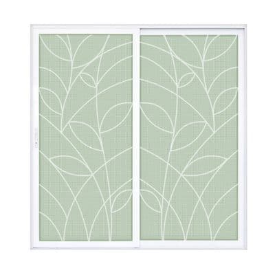 WINKING 2 Panels Aluminum Sliding Door and Wrought Iron Leaf Pattern With Mosquito Net, 200 x 205cm