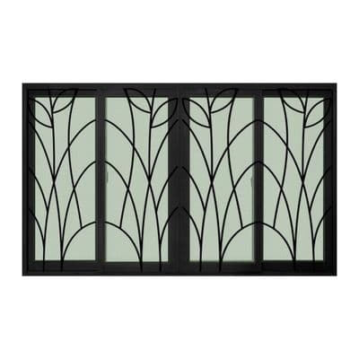 WINKING Aluminum Sliding Window 4 Channels Wrought Iron Leaf Pattern (WKALBWG), 180 x 110 cm
