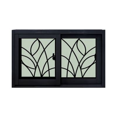 WINKING Aluminum Sliding Window 2 Channels Wrought Iron Leaf Pattern (WKALBWG), 80 x 50 cm