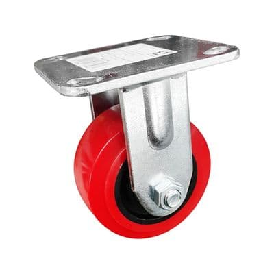 PU Caster Plate Non Swivel GIANT KINGKONG No. 1051-100 Size 10 CM. Red