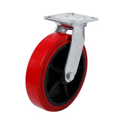 PU caster roller bearing, plate, swivel 20.3cm. GIANT KINGKONG 1052-203 red