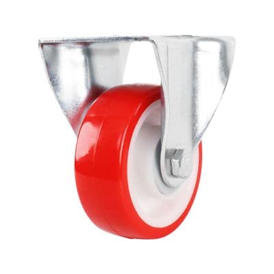 PU Caster Ball Bearing Plate Fixed GIANT KINGKONG No.6301-100 Size 10 CM Red