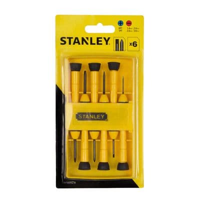Bi - Material Handle Precision Screwdriver Set STANLEY No.66-052 (Pack 6 Pcs.) Black - Yellow