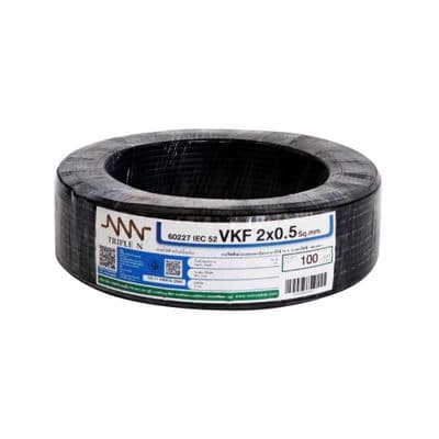 NNN Electric Cable (IEC 52 VKF), 2 x 0.5 Sq.mm., Lenght 100 Meter, Black