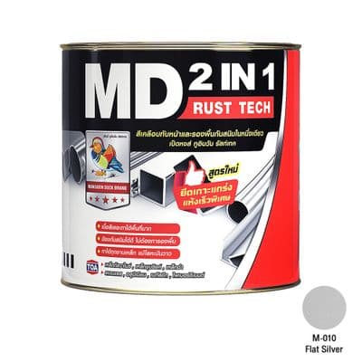 MANDARIN Enamle paint matt (MD 2IN1 RUSTTECH), 1 Gallon, Flat Silver #M010