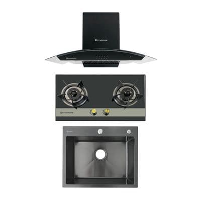 DYNA HOME Set Hob With Hood and Sink (DH-2000G+DH-800-BK+WD-5545-TS-BK)