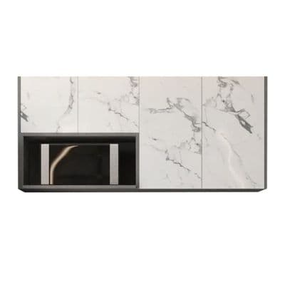 Hanging Cabinet for Microwave Compartment on the Left KUCHE Size 150 x 45 x 71 cm Grey - White Stone